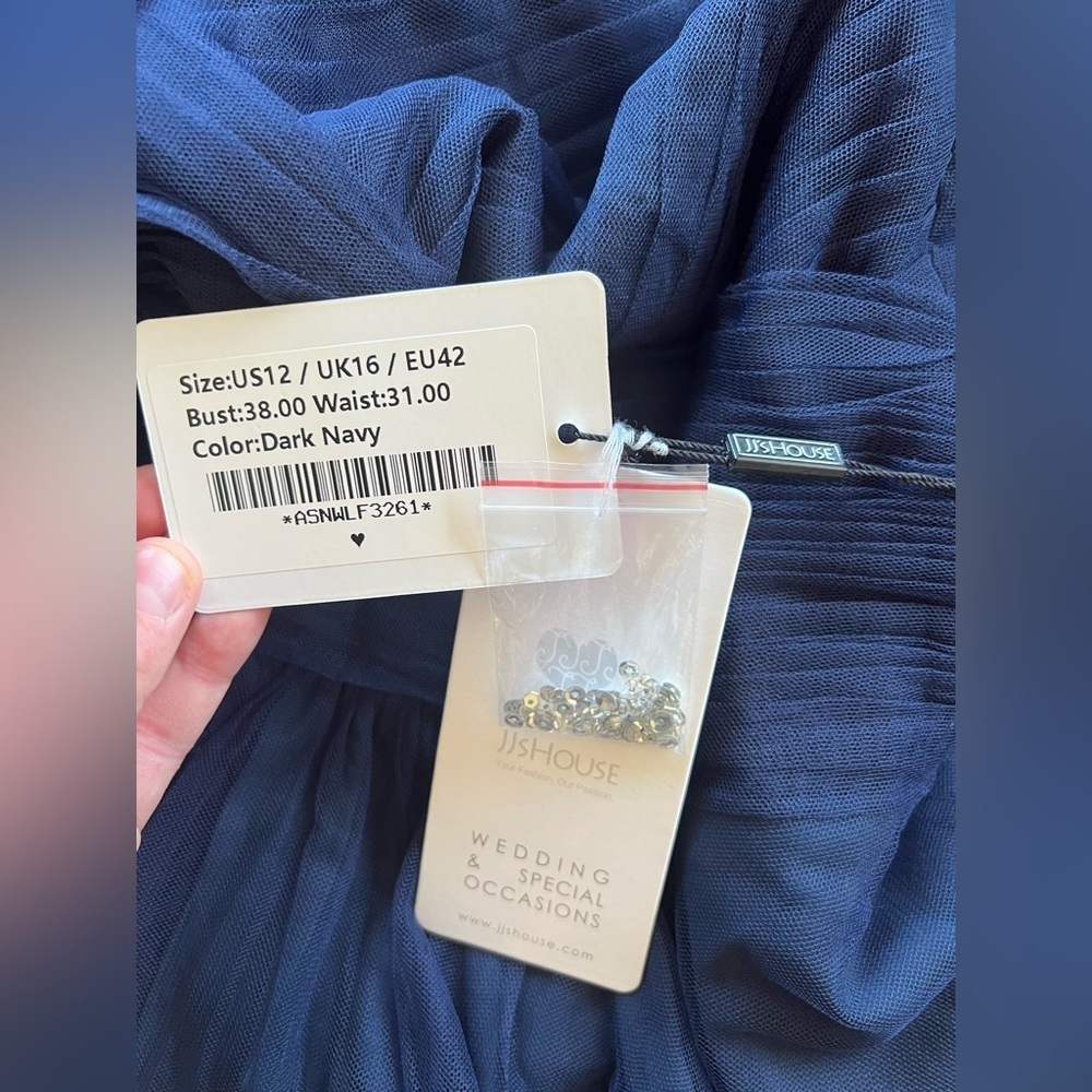 JJ's House - Elegant & Formal Navy Blue Hi Low Dress - Picture 6 of 15